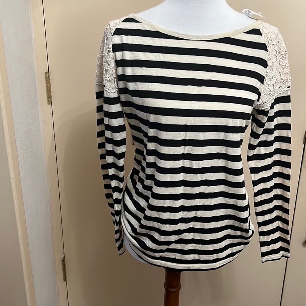 NWT Loft striped shirt with lace detail